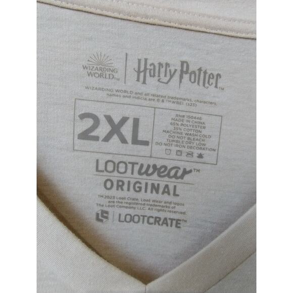 Harry Potter Wizarding World Cotton blend T Shirt Unisex Size 2XL Cream/Beige - Picture 2 of 6